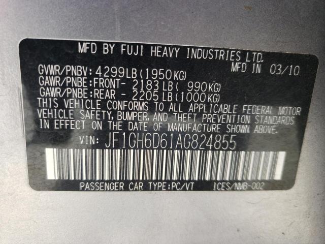 Photo 10 from auction – 2010 SUBARU IMPREZA OU with VIN JF1GH6D61AG824855