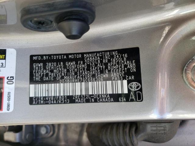Photo 10 from auction – 2016 TOYOTA COROLLA L with VIN 2T1BURHE7GC666306