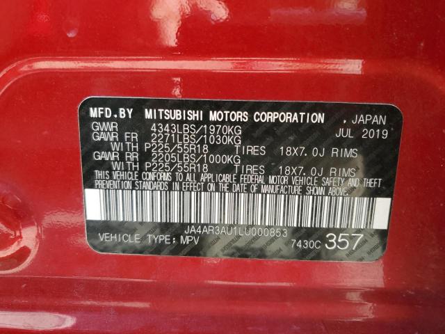 Photo 10 from auction – 2020 MITSUBISHI OUTLANDER with VIN JA4AR3AU1LU000853