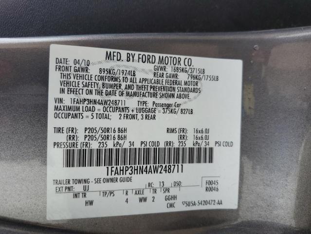 Photo 10 from auction – 2010 FORD FOCUS SEL with VIN 1FAHP3HN4AW248711