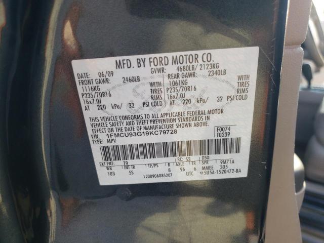 Photo 10 from auction – 2009 FORD ESCAPE XLT with VIN 1FMCU93G19KC79728