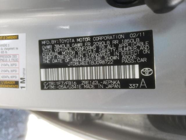 Photo 10 from auction – 2011 TOYOTA COROLLA BA with VIN JTDBU4EE1BJ098722