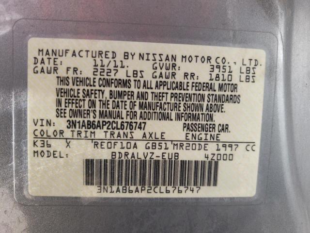 Photo 10 from auction – 2012 NISSAN SENTRA 2.0 with VIN 3N1AB6AP2CL676747