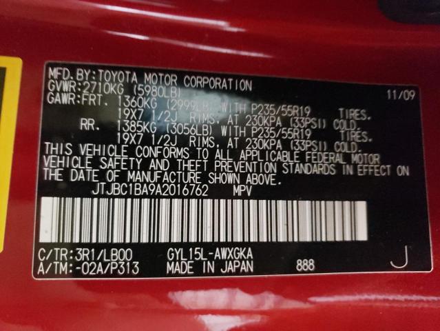Photo 10 from auction – 2010 LEXUS RX 450 with VIN JTJBC1BA9A2016762