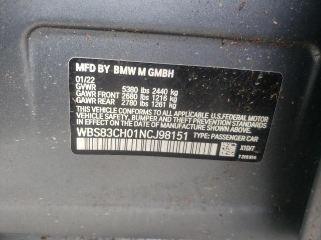 Photo 10 from auction – 2022 BMW M5 with VIN WBS83CH01NCJ98151