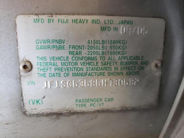 Photo 10 from auction – 2006 SUBARU FORESTER 2 with VIN JF1SG63686H730682