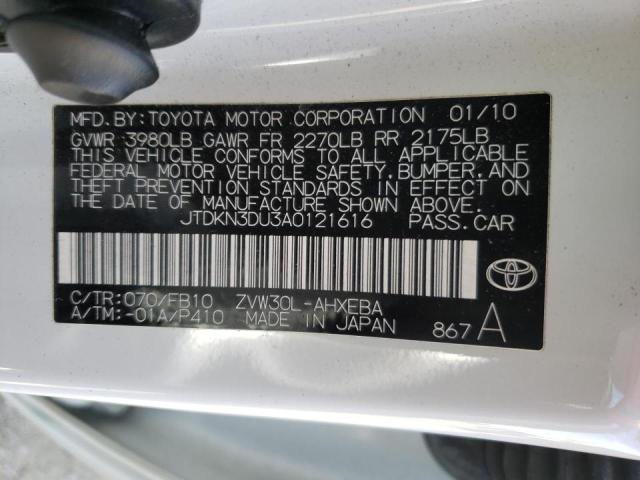 Photo 10 from auction – 2010 TOYOTA PRIUS with VIN JTDKN3DU3A0121616