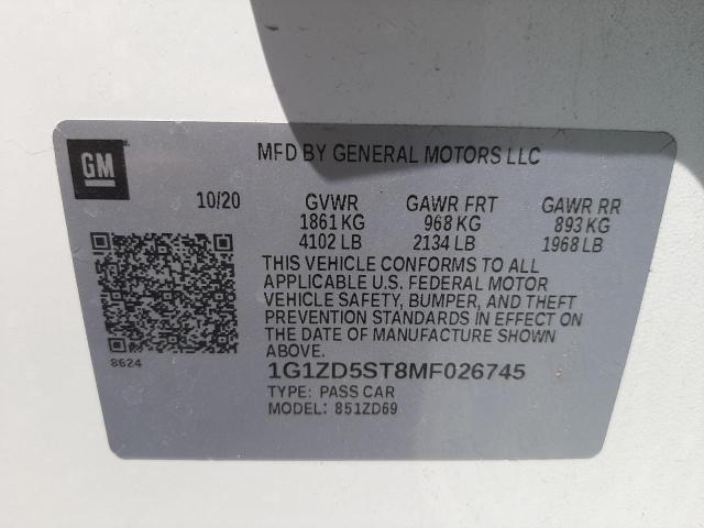 Photo 10 from auction – 2021 CHEVROLET MALIBU LT with VIN 1G1ZD5ST8MF026745