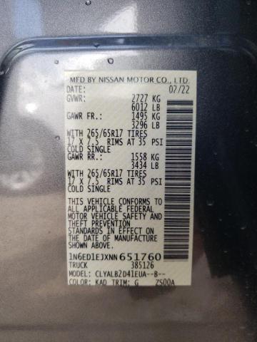 Photo 10 from auction – 2022 NISSAN FRONTIER S with VIN 1N6ED1EJXNN651760