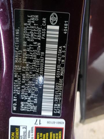 Photo 10 from auction – 2013 TOYOTA AVALON BAS with VIN 4T1BK1EB9DU036718