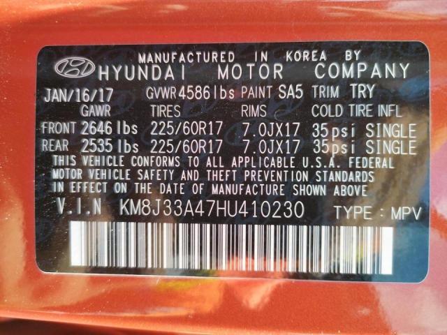 Photo 10 from auction – 2017 HYUNDAI TUCSON LIM with VIN KM8J33A47HU410230