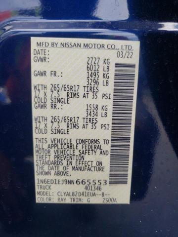Photo 10 from auction – 2022 NISSAN FRONTIER S with VIN 1N6ED1EJ9NN665553
