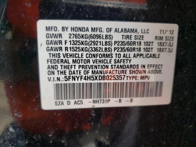 Photo 10 from auction – 2013 HONDA PILOT EXL with VIN 5FNYF4H5XDB025357
