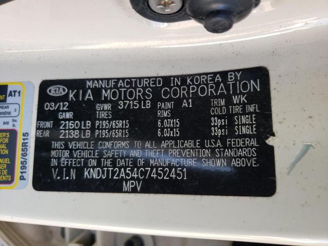 Photo 10 from auction – 2012 KIA SOUL with VIN KNDJT2A54C7452451