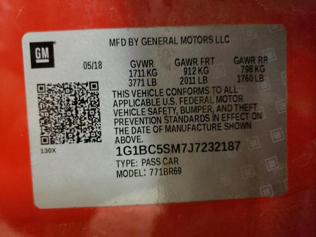 Photo 10 from auction – 2018 CHEVROLET CRUZE LS with VIN 1G1BC5SM7J7232187