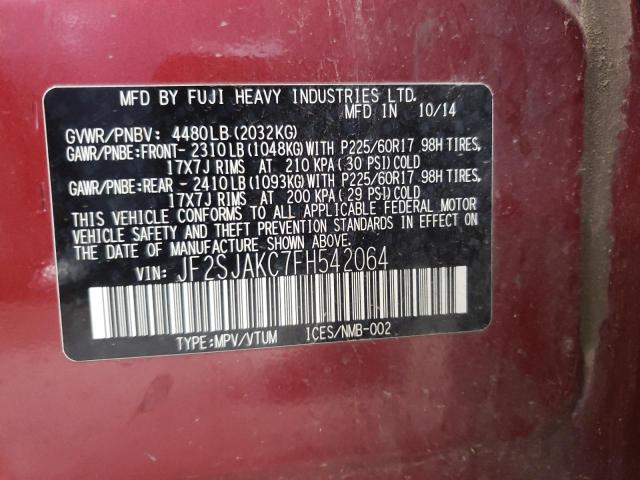 Photo 10 from auction – 2015 SUBARU FORESTER 2 with VIN JF2SJAKC7FH542064