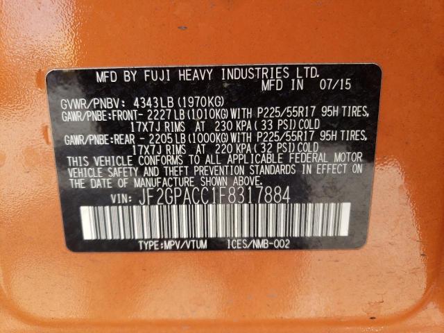 Photo 10 from auction – 2015 SUBARU XV CROSSTR with VIN JF2GPACC1F8317884