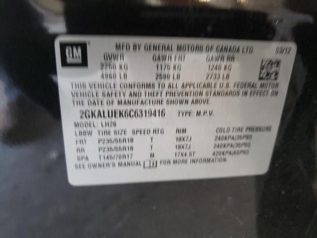 Photo 10 from auction – 2012 GMC TERRAIN SL with VIN 2GKALUEK6C6319416