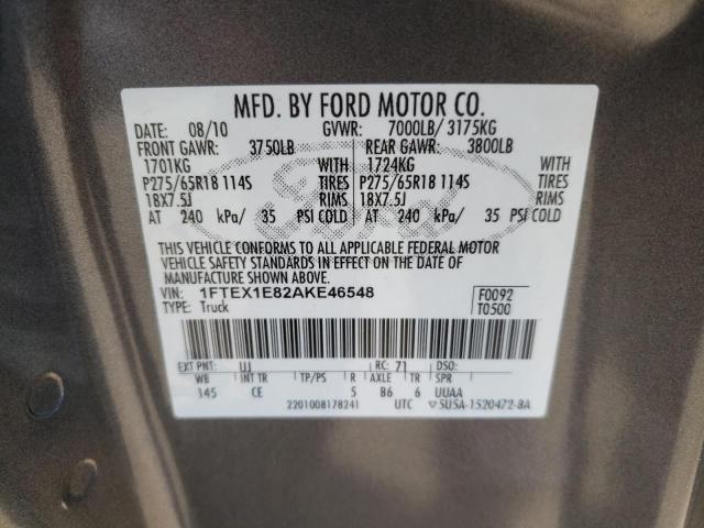 Photo 10 from auction – 2010 FORD F150 SUPER with VIN 1FTEX1E82AKE46548