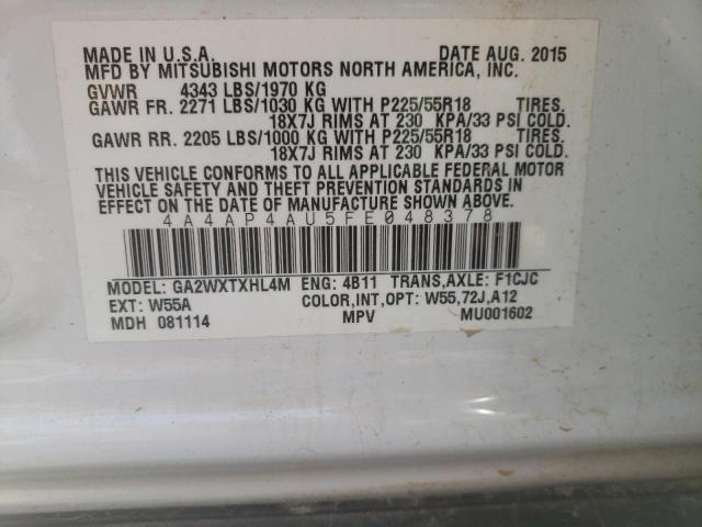 Photo 10 from auction – 2015 MITSUBISHI OUTLANDER with VIN 4A4AP4AU5FE048378
