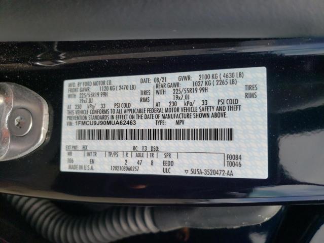 Photo 10 from auction – 2021 FORD ESCAPE TIT with VIN 1FMCU9J90MUA62463