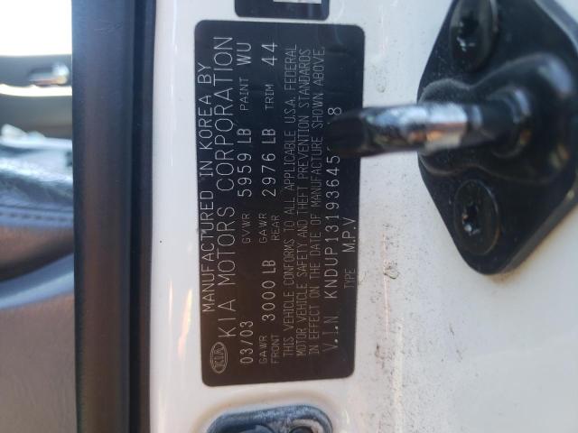 Photo 10 from auction – 2003 KIA SEDONA EX with VIN KNDUP131936456118
