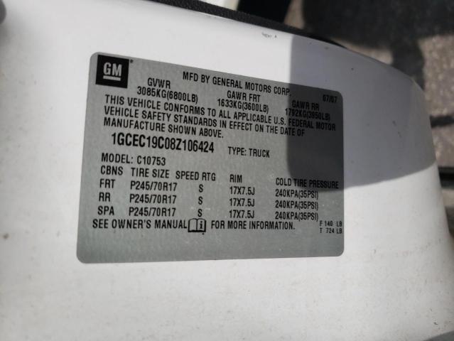 Photo 10 from auction – 2008 CHEVROLET SILVERADO with VIN 1GCEC19C08Z106424