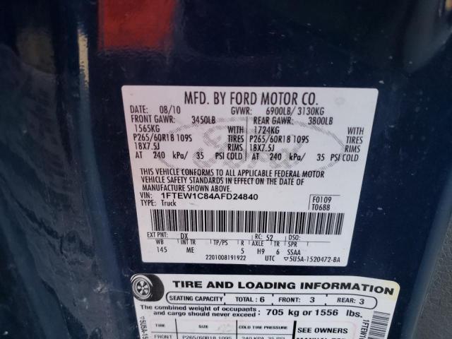 Photo 10 from auction – 2010 FORD F150 SUPER with VIN 1FTEW1C84AFD24840