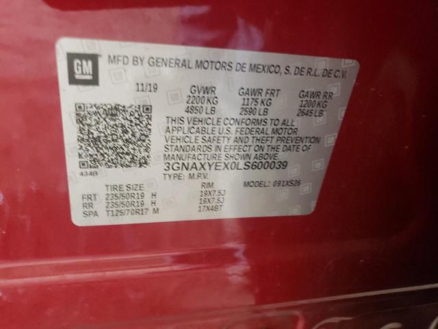 Photo 10 from auction – 2020 CHEVROLET EQUINOX PR with VIN 3GNAXYEX0LS600039