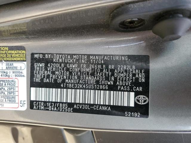 Photo 10 from auction – 2005 TOYOTA CAMRY LE with VIN 4T1BE32K45U512866