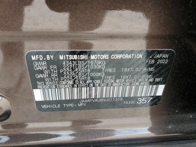 Photo 10 from auction – 2022 MITSUBISHI OUTLANDER with VIN JA4APVAU8NU011319