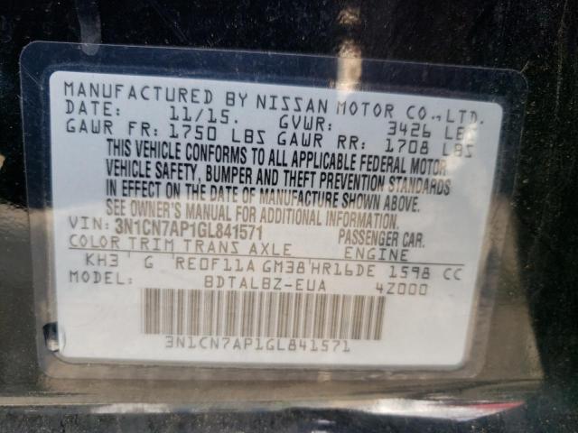 Photo 10 from auction – 2016 NISSAN VERSA S with VIN 3N1CN7AP1GL841571