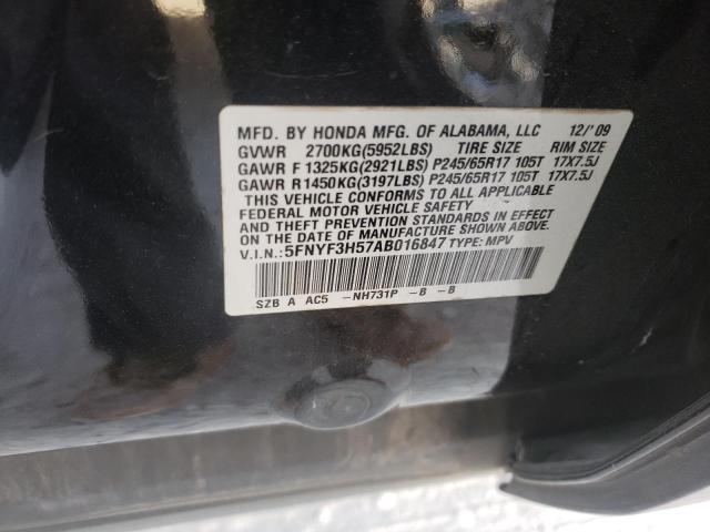 Photo 10 from auction – 2010 HONDA PILOT EXL with VIN 5FNYF3H57AB016847