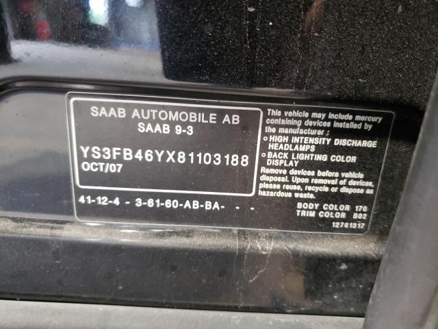 Photo 10 from auction – 2008 SAAB 9-3 2.0T with VIN YS3FB46YX81103188
