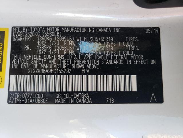 Photo 10 from auction – 2015 LEXUS RX 350 with VIN 2T2ZK1BA9FC155797