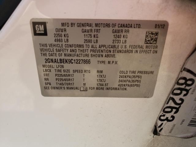 Photo 10 from auction – 2012 CHEVROLET EQUINOX LS with VIN 2GNALBEK9C1227866