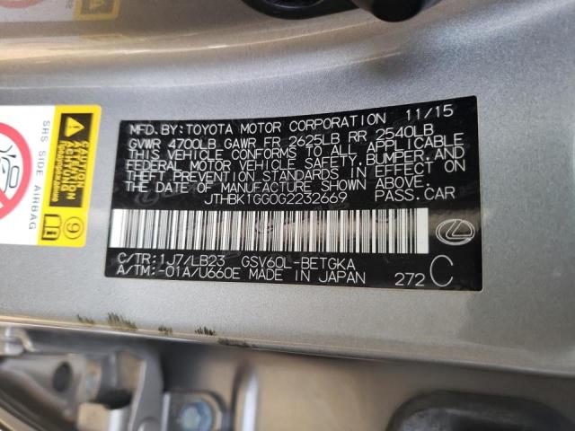 Photo 10 from auction – 2016 LEXUS ES 350 with VIN JTHBK1GG0G2232669
