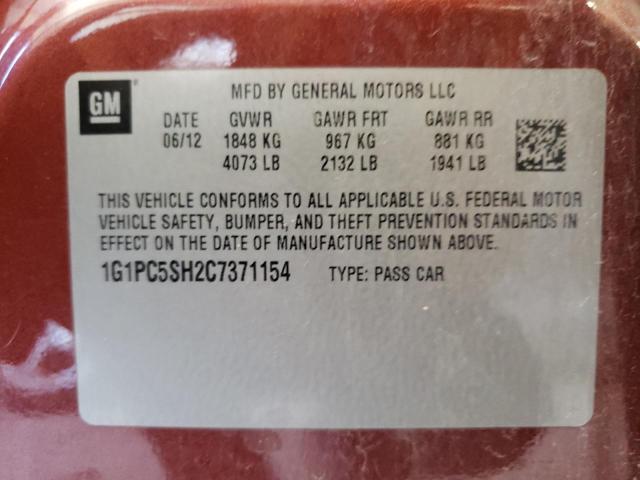 Photo 10 from auction – 2012 CHEVROLET CRUZE LS with VIN 1G1PC5SH2C7371154