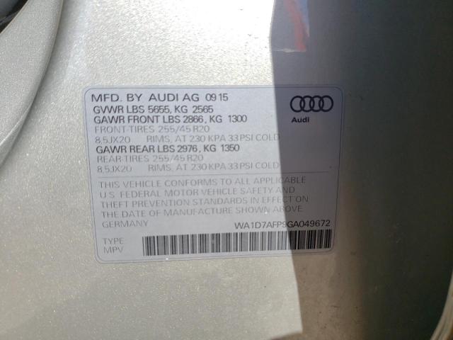 Photo 10 from auction – 2016 AUDI Q5 PREMIUM with VIN WA1D7AFP9GA049672