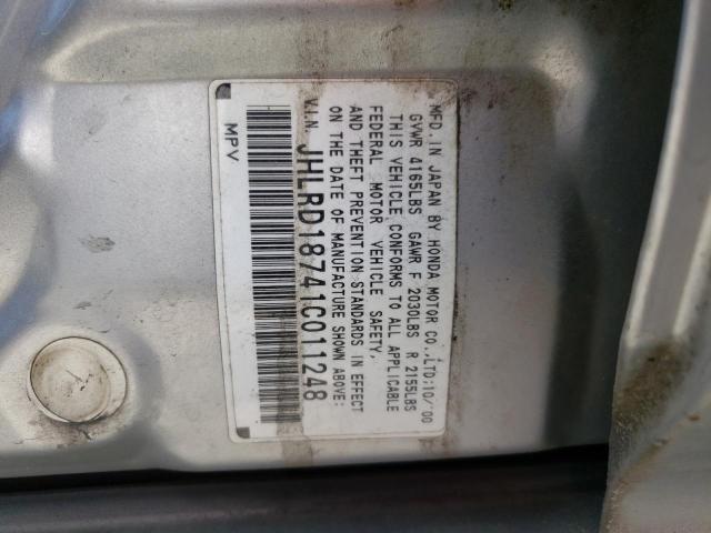 Photo 10 from auction – 2001 HONDA CR-V SE with VIN JHLRD18741C011248
