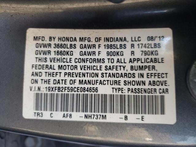 Photo 10 from auction – 2012 HONDA CIVIC LX with VIN 19XFB2F59CE084656