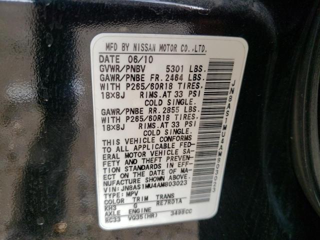 Photo 10 from auction – 2010 INFINITI FX35 with VIN JN8AS1MU4AM803023