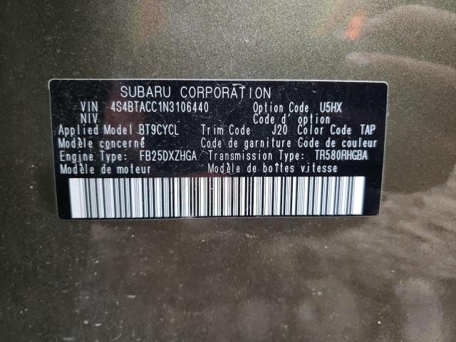 Photo 10 from auction – 2022 SUBARU OUTBACK PR with VIN 4S4BTACC1N3106440