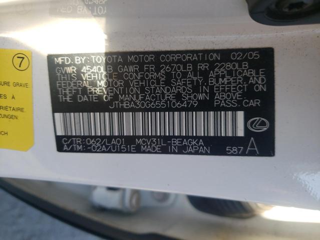 Photo 10 from auction – 2005 LEXUS ES 330 with VIN JTHBA30G655106479