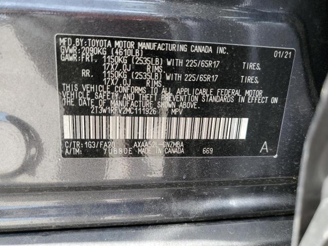 Photo 10 from auction – 2021 TOYOTA RAV4 XLE with VIN 2T3W1RFV2MC111926