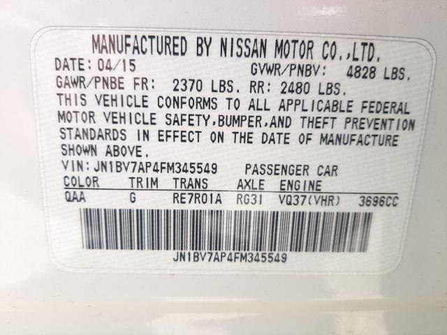 Photo 10 from auction – 2015 INFINITI Q50 BASE with VIN JN1BV7AP4FM345549