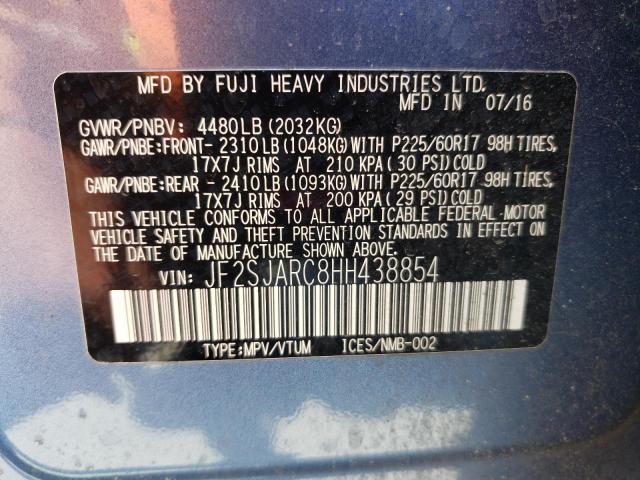 Photo 10 from auction – 2017 SUBARU FORESTER 2 with VIN JF2SJARC8HH438854