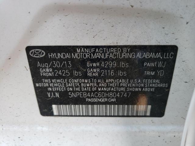 Photo 10 from auction – 2013 HYUNDAI SONATA GLS with VIN 5NPEB4AC6DH804747