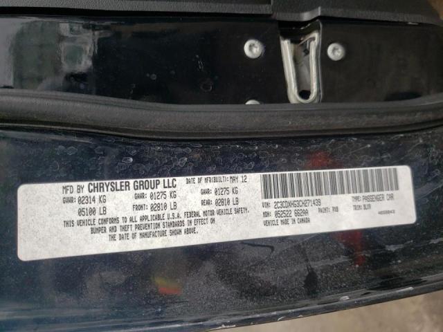 Photo 10 from auction – 2012 DODGE CHARGER SX with VIN 2C3CDXHG3CH271439