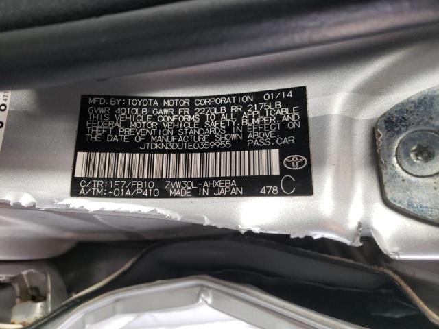 Photo 10 from auction – 2014 TOYOTA PRIUS with VIN JTDKN3DU1E0359955